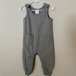 Hanna Andersson French terry gray baby pocket overalls